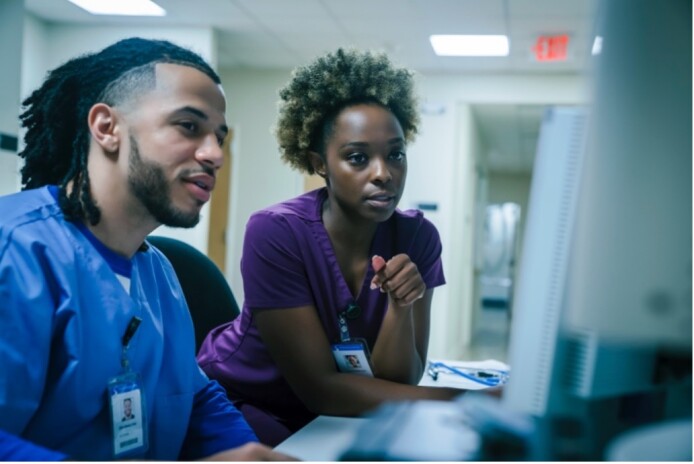 pair of nursing students