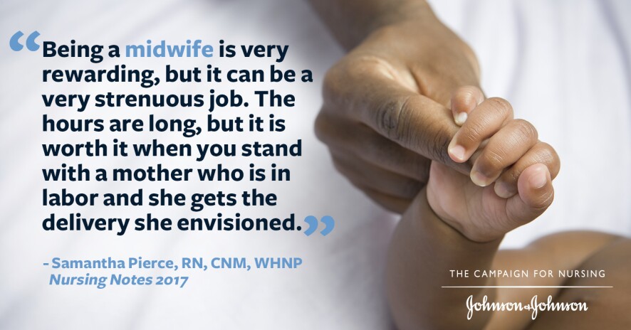 Samantha Pierce quote promo with a finger being grasped by the hand of an infant