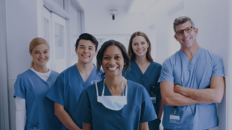 group of smiling nurses