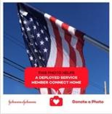 Donate a Photo promo with American flag in the background