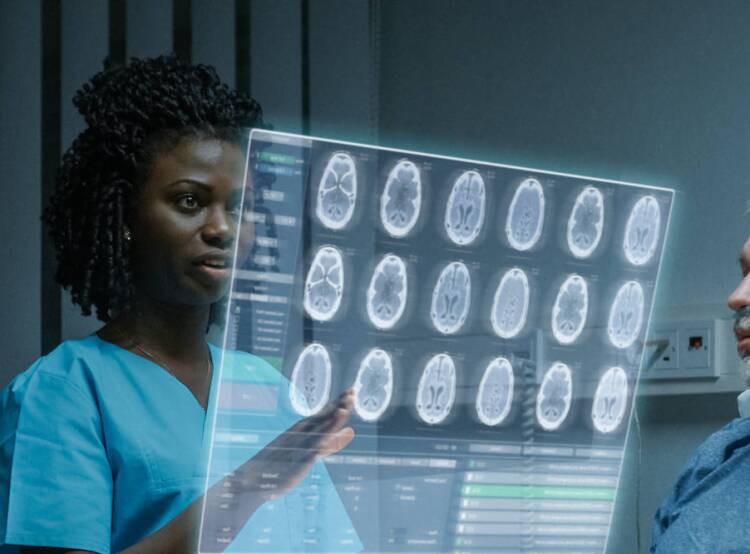 image of nurse caring for patient with high-tech healthcare solutions