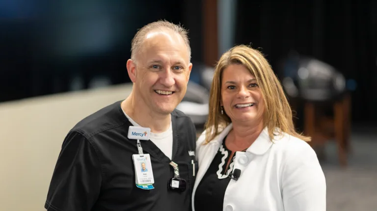 Betty Jo Rocchio and male colleague at Mercy, a multistate health system based in St. Louis, MO